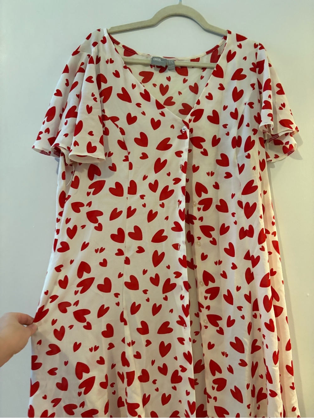 Women’s Heart-Print Red and White Dress